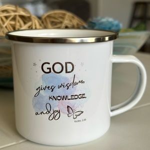 Christian Coffee Cup. Enamel Coffee Mug. Bible Verse Mug Gift.